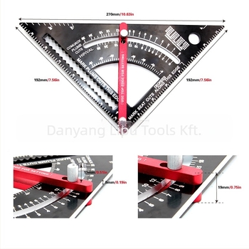 Mr Drill Mozgó háromszög vonalzó 90°-os csúszó rúddal – alumínium ötvözet, 234 g