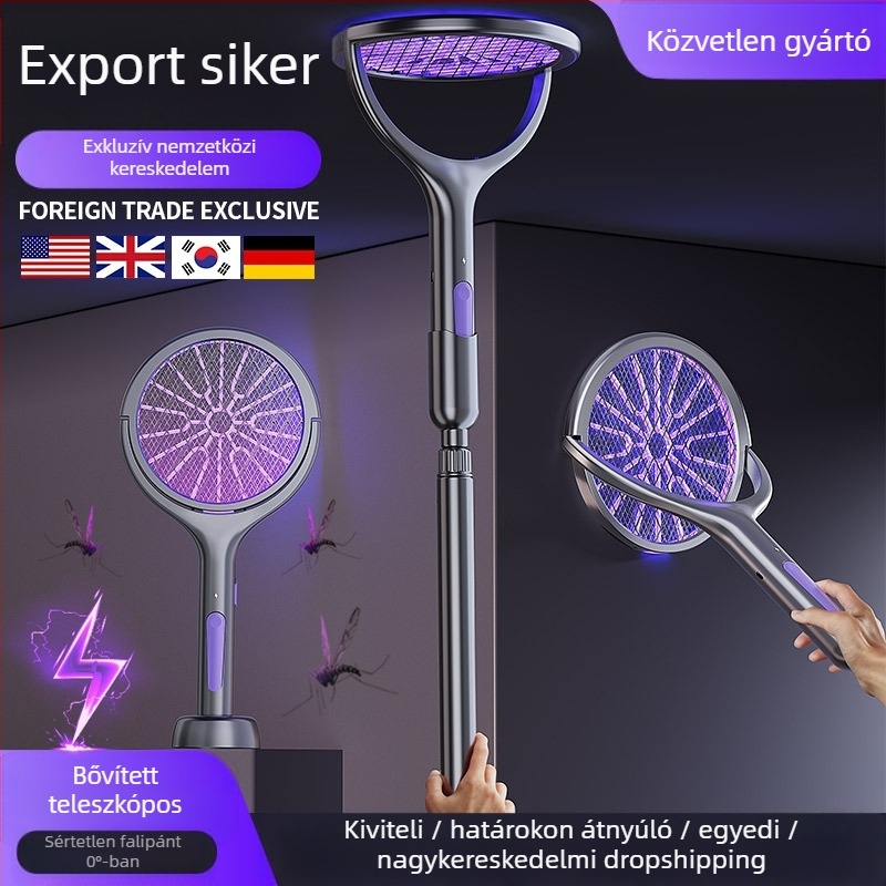Elektronikus szúnyogölő eszköz teleszkópos kinyúlással, USB-ről tölthető, alumínium háló, UV-csapda, 11-20㎡ lefedettség