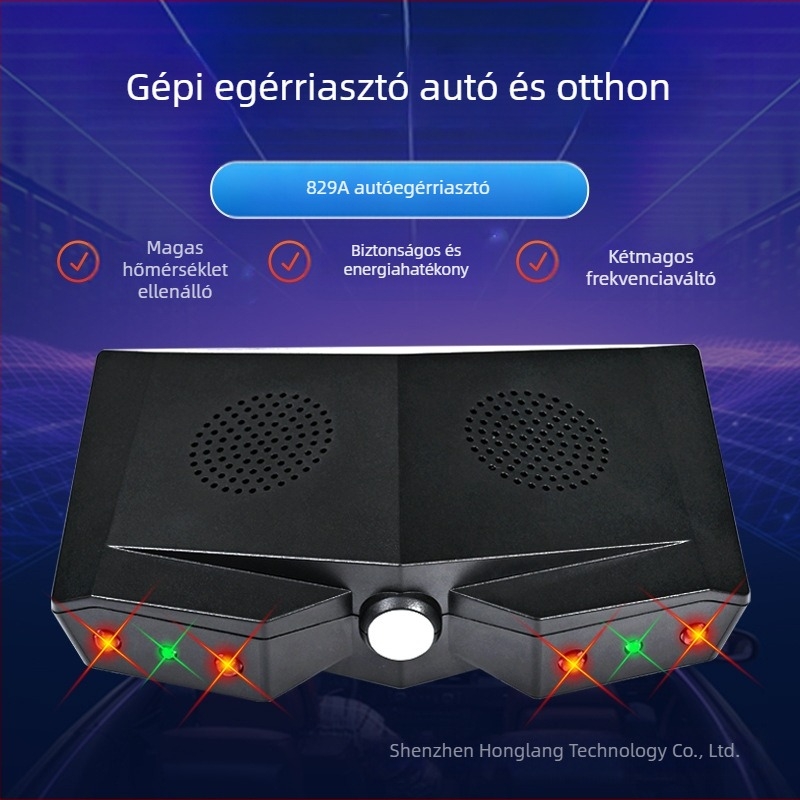 Ultrahangos egérriasztó, teljesen automata érzékelés, háromsoros villanás, Modell 829A, 5V, 4–24KHz, 5W, Négyszögletes ház, raktár és konyha számára
