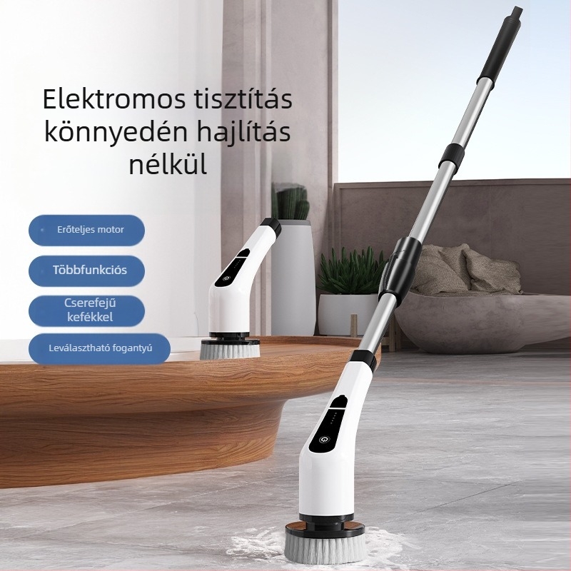 Elektromos, többfunkciós tisztító ecset, padlótisztító kefével, USB újratölthető, mechanikus működés, modell 906, üzemidő kevesebb mint 2 óra
