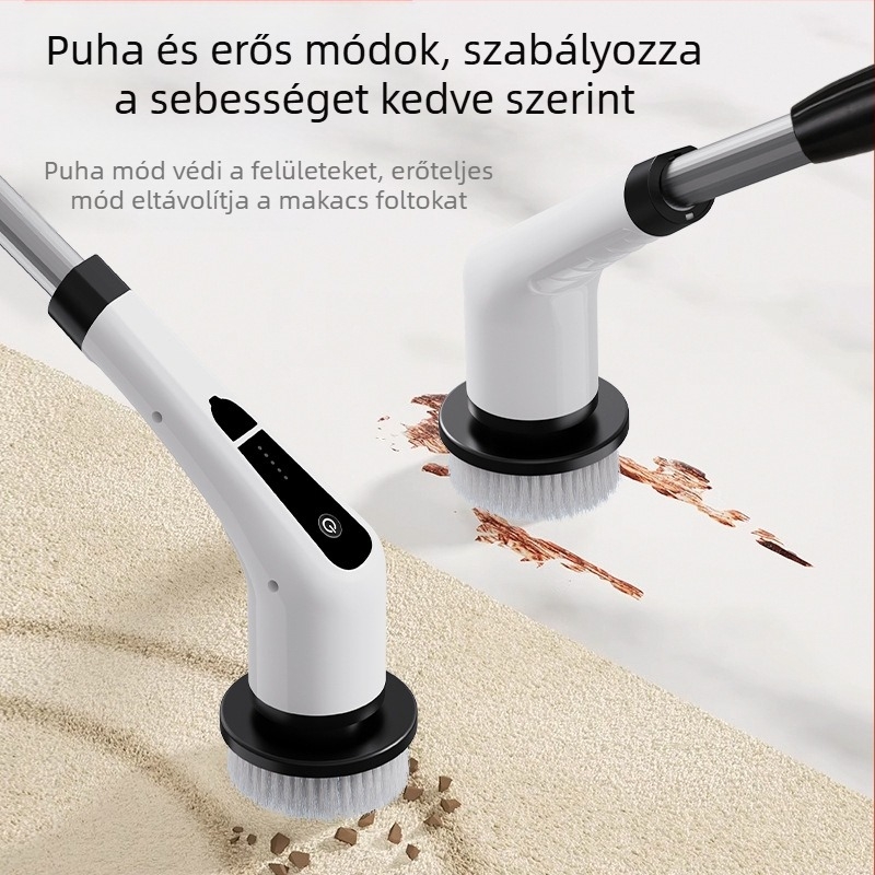 Elektromos, többfunkciós tisztító ecset, padlótisztító kefével, USB újratölthető, mechanikus működés, modell 906, üzemidő kevesebb mint 2 óra