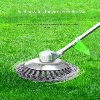 Fűnyíró acéldrótos gyomirtó kerék – Luckland, fém, tömeg 0,5 kg, színes dobozos csomagolás