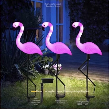 LX-HLN Flamingó napelemes kertlámpa – LED, IP55, 0.05W, 1.2V, 6–12 órás folyamatos világítás