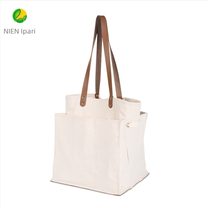 Elválasztott vászontáska bevásárláshoz, bőr hordozó modell a tároláshoz – 100% pamut; alja és oldalai; hőtranszfer nyomtatás; saját súly 340 g