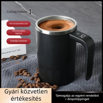 Rozsdamentes acélból készült elektromos fehérje por shaker pohár — hordozható kávés pohár (320 g, rozsdamentes acél, elektromos motor, logó nyomtatás elérhető)