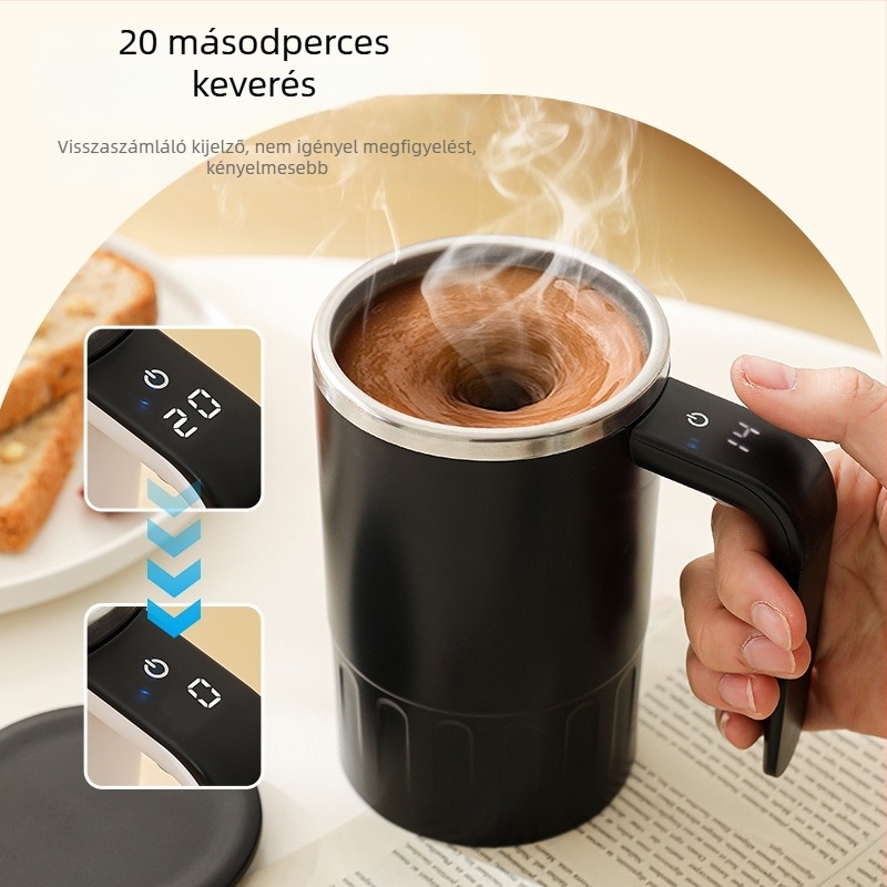 Rozsdamentes acélból készült elektromos fehérje por shaker pohár — hordozható kávés pohár (320 g, rozsdamentes acél, elektromos motor, logó nyomtatás elérhető)