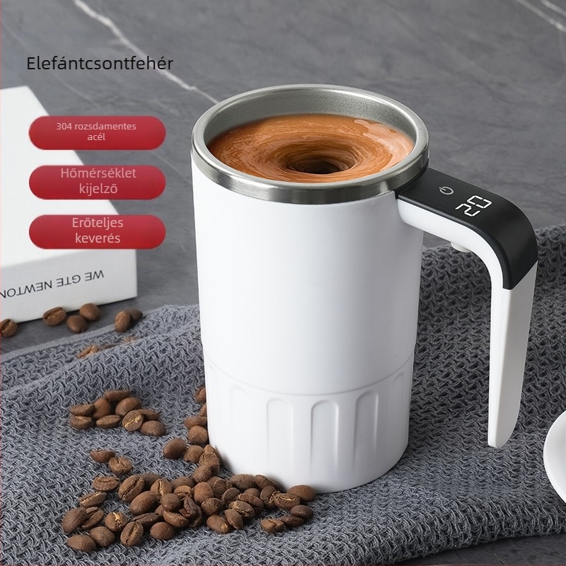 Rozsdamentes acélból készült elektromos fehérje por shaker pohár — hordozható kávés pohár (320 g, rozsdamentes acél, elektromos motor, logó nyomtatás elérhető)