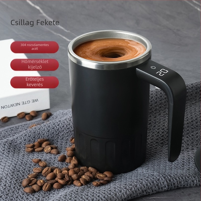 Rozsdamentes acélból készült elektromos fehérje por shaker pohár — hordozható kávés pohár (320 g, rozsdamentes acél, elektromos motor, logó nyomtatás elérhető)