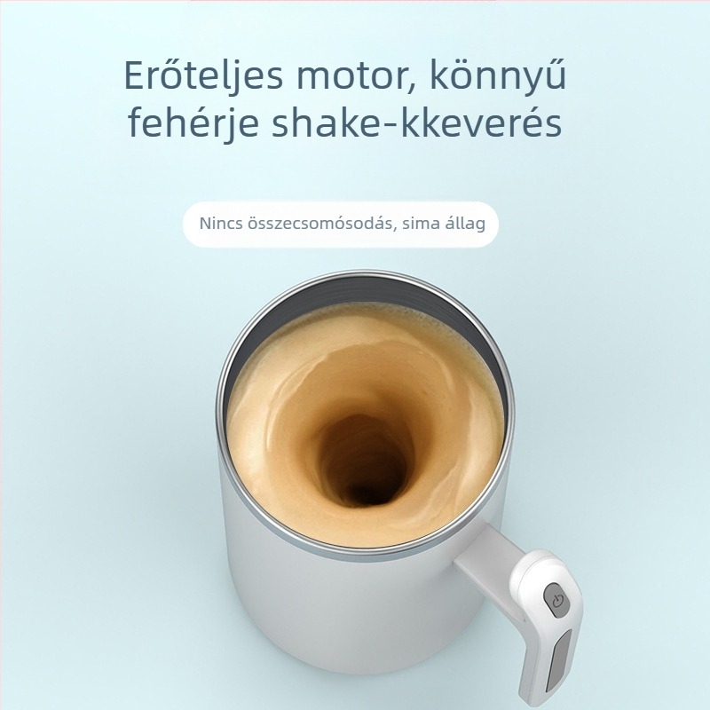 Automata keverésű kávés pohár magnetikus forgással, 304 rozsdamentes acél, súly 320 g, testreszabható logó