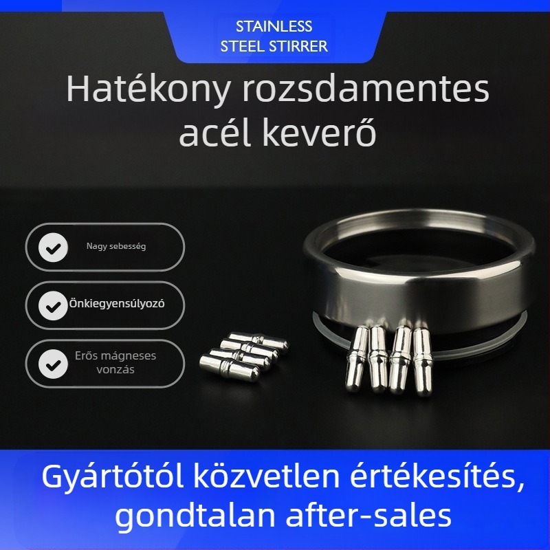 Elektronikus mágneses keverő kávés pohárhoz – 304 rozsdamentes acél, automata keverés, mágneses rúd, rotor 316 rozsdamentes acél