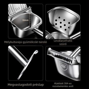 Kézi gyümölcs- és zöldséglé készítő — hordozható kempingezéshez, szétszedhető, 304 rozsdamentes acélból, többfunkciós citromprés