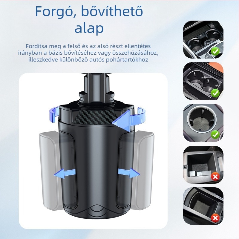 Autóventilátor többfunkciós pohártartóval, ABS ház, modell 9056, a műszerfalhoz, testreszabás elérhető