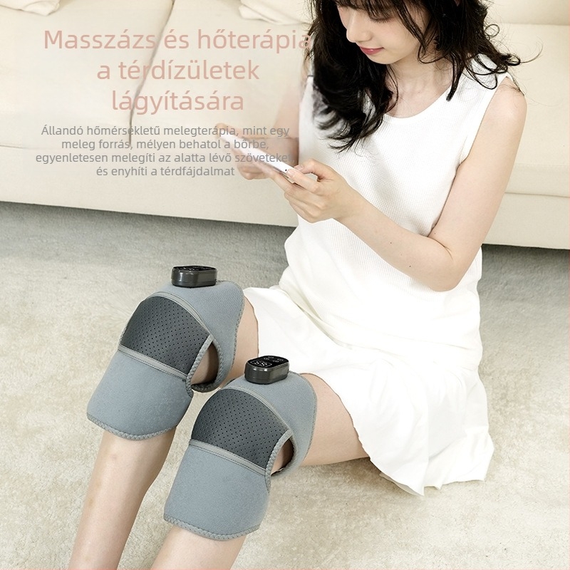 Térdmasszírozó fűtéssel és vibrációval, 5V, 7W, hőmérséklet 46–65°C, 3 üzemmód