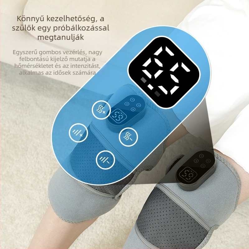 Térdmasszírozó fűtéssel és vibrációval, 5V, 7W, hőmérséklet 46–65°C, 3 üzemmód