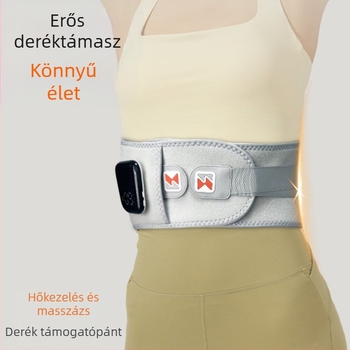 Vezeték nélküli fűtésű, rezgő derékmasszírozó vörösfény-terápiával, USB tápegységgel, 3 fokozat, 8+ masszázsfej, melegítő kompresszió