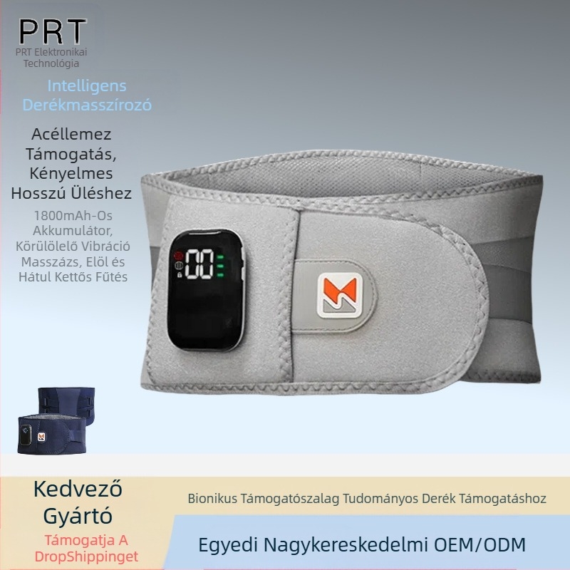 Nélküli derék masszírozó USB tápegységgel, számítógépes vezérlés, 3 sebességfokozat, vibrációs és melegítő masszázs, 8+ masszázsfej, 2024-es kiadás