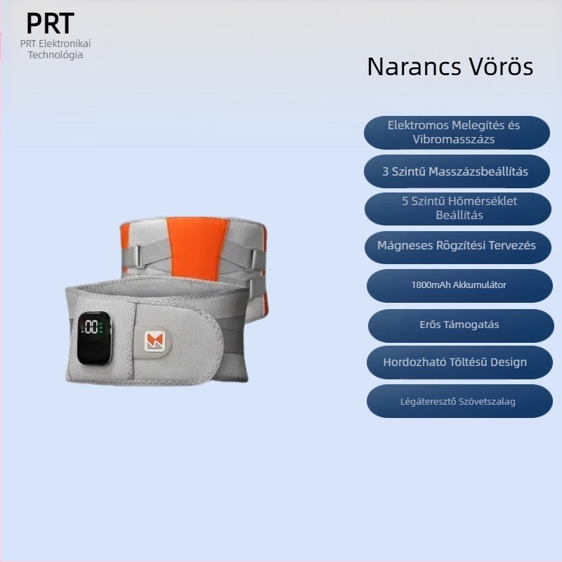 Nélküli derék masszírozó USB tápegységgel, számítógépes vezérlés, 3 sebességfokozat, vibrációs és melegítő masszázs, 8+ masszázsfej, 2024-es kiadás
