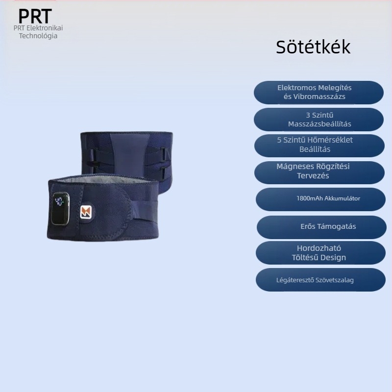 Nélküli derék masszírozó USB tápegységgel, számítógépes vezérlés, 3 sebességfokozat, vibrációs és melegítő masszázs, 8+ masszázsfej, 2024-es kiadás