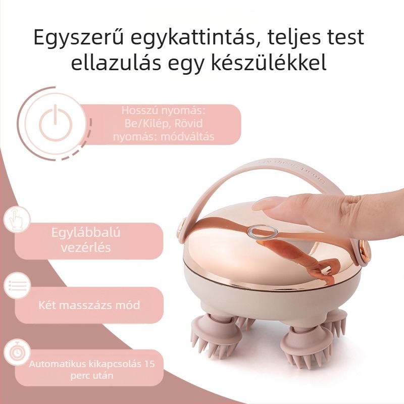 Fejmasszírozó gyúrás masszázzsal, újratölthető, gombos vezérlés, GX-610