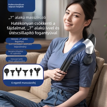 Fascia masszírozó nyakcsatlakozóval, magas frekvenciájú vibráció, 6 fej, LCD kijelző, 5+ sebesség, alacsony zajszint 36 dB alatt