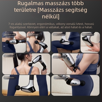 Fascia masszírozó nyakcsatlakozóval, magas frekvenciájú vibráció, 6 fej, LCD kijelző, 5+ sebesség, alacsony zajszint 36 dB alatt