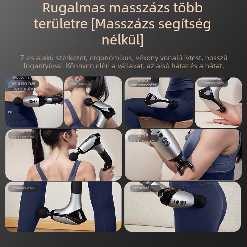 Fascia masszírozó nyakcsatlakozóval, magas frekvenciájú vibráció, 6 fej, LCD kijelző, 5+ sebesség, alacsony zajszint 36 dB alatt
