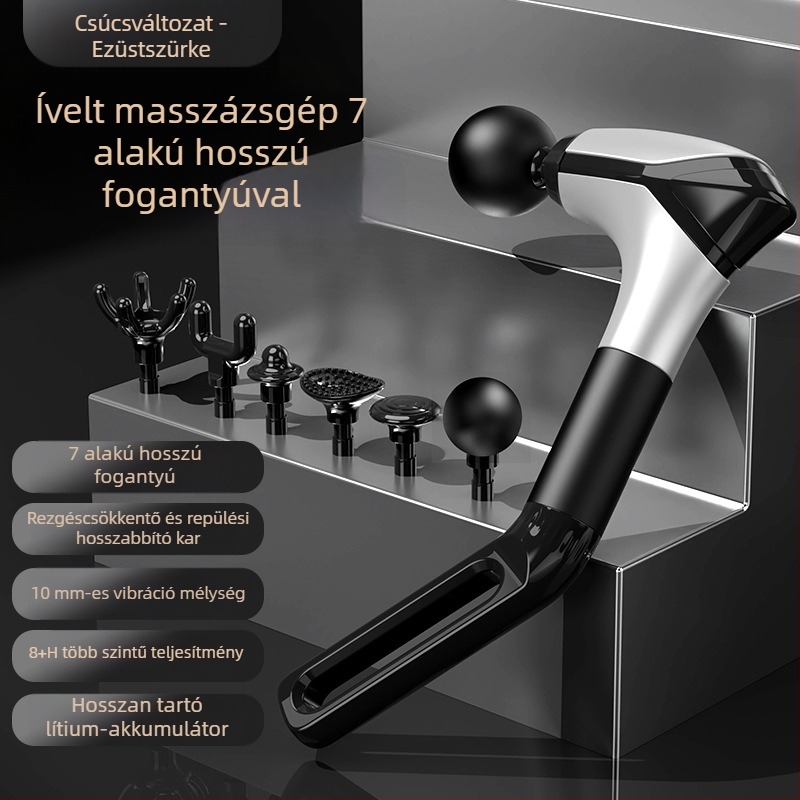 Fascia masszírozó nyakcsatlakozóval, magas frekvenciájú vibráció, 6 fej, LCD kijelző, 5+ sebesség, alacsony zajszint 36 dB alatt