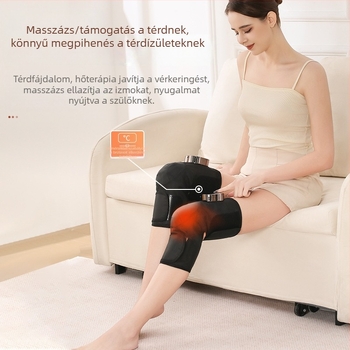 Elektromos térdmelegítő és masszírozó, önmelegedő, 40–60°C, 5W, 7.4V, vezeték nélküli vezérlés, 3 fűtési szint
