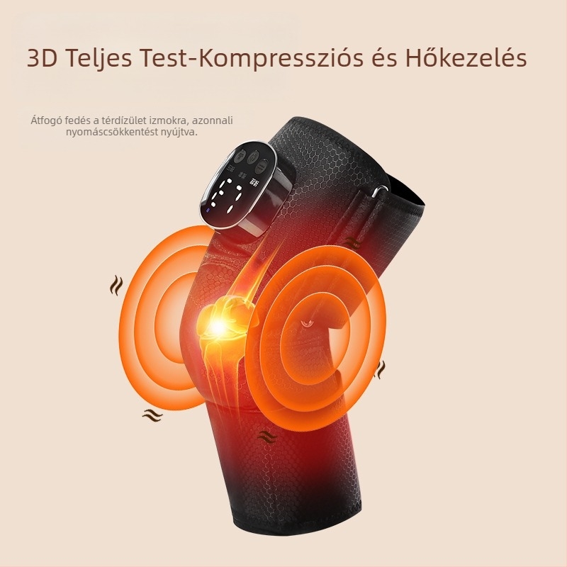 Elektromos térdmelegítő és masszírozó, önmelegedő, 40–60°C, 5W, 7.4V, vezeték nélküli vezérlés, 3 fűtési szint