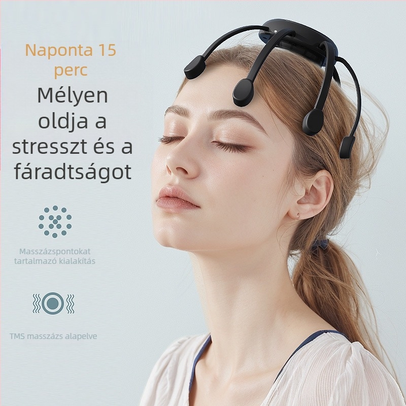 Nyolcszárnyú fejmasszírozó – újratölthető, gombos vezérlés, 4 fokozat vibráció, modell JX-001