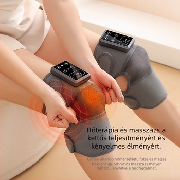 Vezeték nélküli térdmasszírozó fűtéssel — 3.7V, 7W, 45–65°C, 270 g, multipontos masszázs