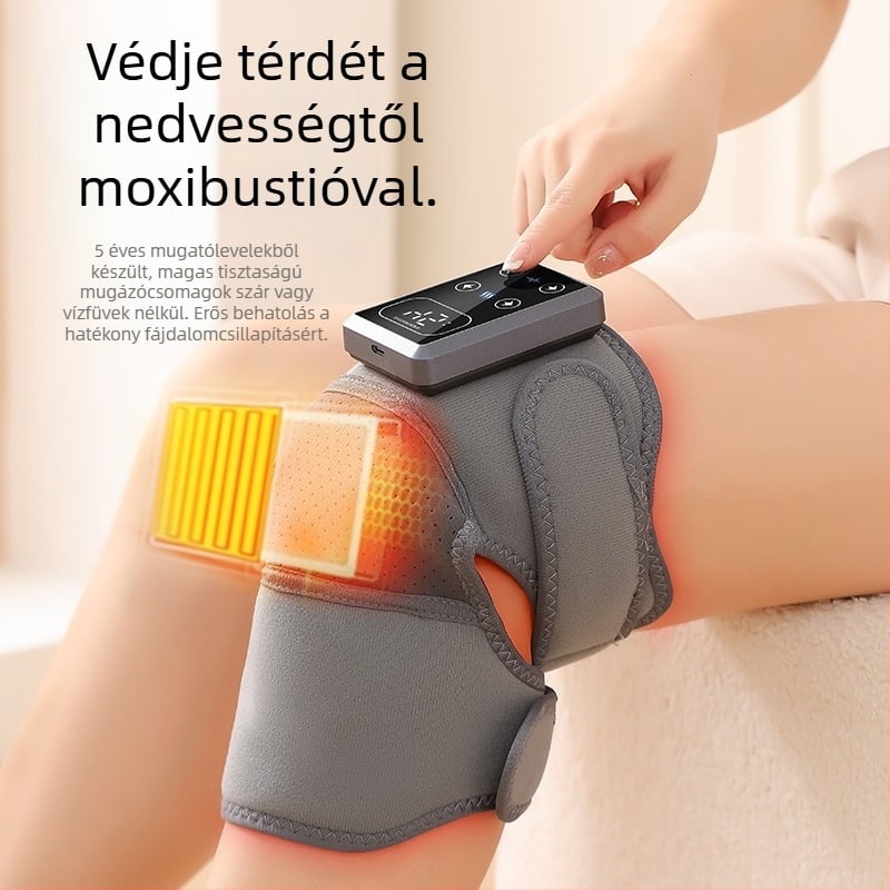 Vezeték nélküli térdmasszírozó fűtéssel — 3.7V, 7W, 45–65°C, 270 g, multipontos masszázs