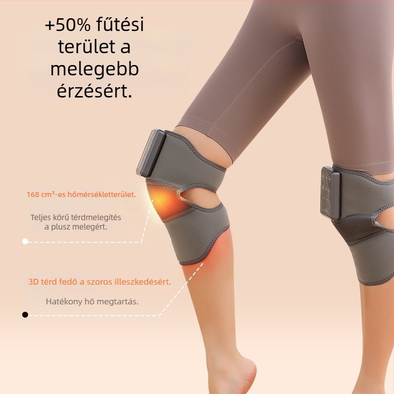 Vezeték nélküli térdmasszírozó fűtéssel — 3.7V, 7W, 45–65°C, 270 g, multipontos masszázs