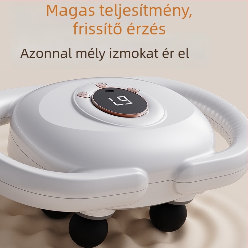 Hatfejű nyakmasszírozó LCD-vel, brushless motor, 5+ sebesség, beépített akkumulátor, üzemidő 1–3 óra