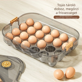 Tojás tároló doboz a hűtőbe – egyszerű műanyag, tojás rendező, friss marad, zárható