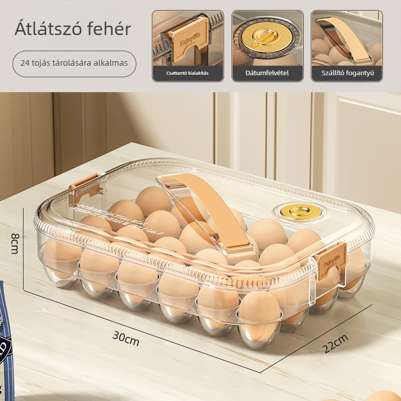 Tojás tároló doboz a hűtőbe – egyszerű műanyag, tojás rendező, friss marad, zárható