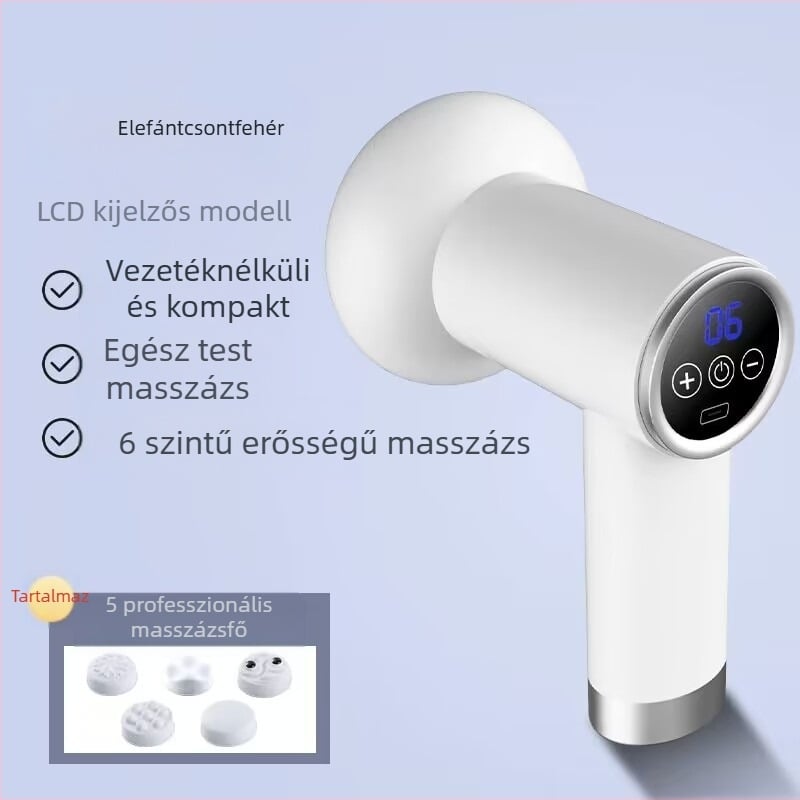 Tölthető kézi masszírozó, 4 fokozat, 4 masszázs fej, derék, csípő, lábak és hát számára