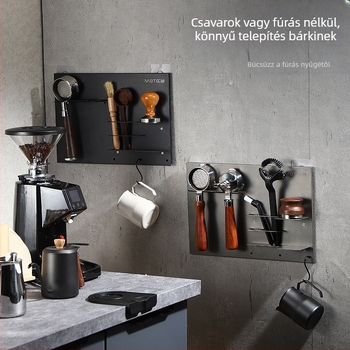 Retro fali tartó portafilterhez és tamperhez, fémből, fúrás nélkül, ideális bárhoz, kávézóba vagy otthonra