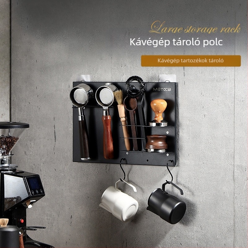 Retro fali tartó portafilterhez és tamperhez, fémből, fúrás nélkül, ideális bárhoz, kávézóba vagy otthonra