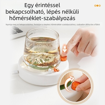 Műanyag házú kávés bögramelegítő, hálózatról üzemelő, gombos vezérlés, működés gombbal, automatikus kikapcsolás nélkül