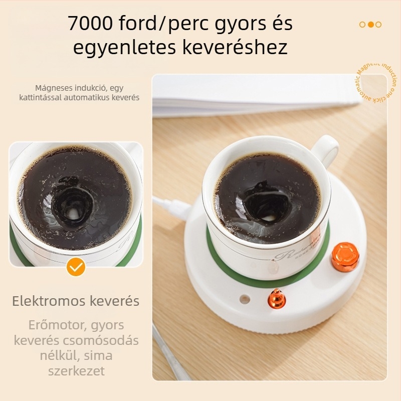 Műanyag házú kávés bögramelegítő, hálózatról üzemelő, gombos vezérlés, működés gombbal, automatikus kikapcsolás nélkül