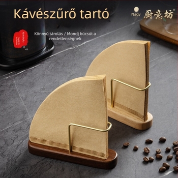 Kávéfilter tartó, függőleges V-formájú, univerzális, diófából és rozsdamentes acélból, V60 szűrőpapírokhoz