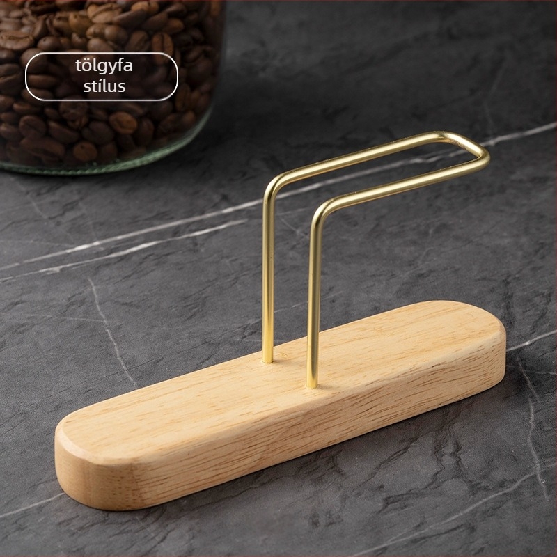 Kávéfilter tartó, függőleges V-formájú, univerzális, diófából és rozsdamentes acélból, V60 szűrőpapírokhoz