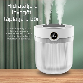 Párásító készülék, 2L kapacitás, kettős permetező kimenet, USB tápegység, aromaterápia, digitális kijelző