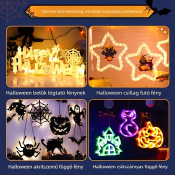 Halloween betűs lámpa szívófejjel – Műanyag, Függő dekoráció ablakhoz, oldalelrendezési elem, stílus 384232785