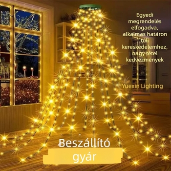 LED karácsonyfa tetejére körgyűrűs világítás – 400 LED, IP44, USB táplálás, távirányító, 3000K