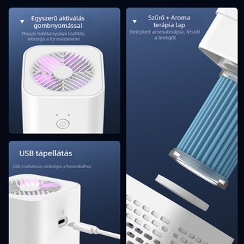 Autóba való aromaterápiás levegőtisztító – Modell AP-1288, 2W, USB tápellátás, 5V