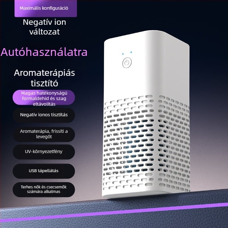Autóba való aromaterápiás levegőtisztító – Modell AP-1288, 2W, USB tápellátás, 5V