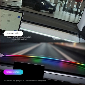 Autó környezeti világítás színes akril elülső hangelnyelő sávval, app-vezérlés, vezetékek nélkül (12V; 0.1A; szilikon + akril; általános kompatibilitás)