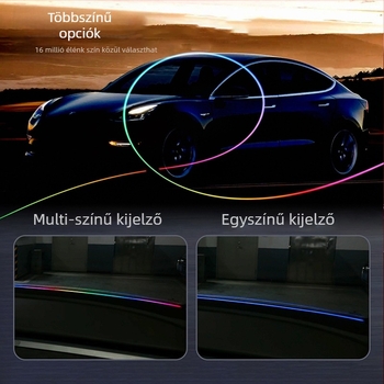 Autó környezeti világítás színes akril elülső hangelnyelő sávval, app-vezérlés, vezetékek nélkül (12V; 0.1A; szilikon + akril; általános kompatibilitás)